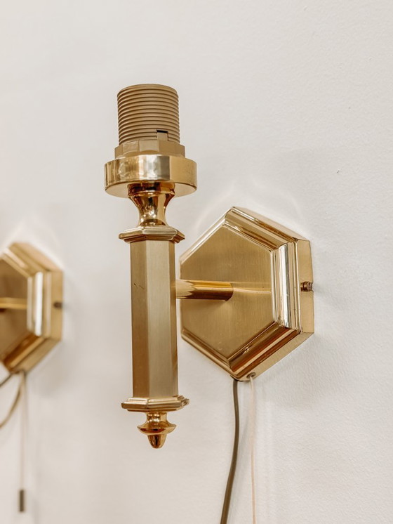 Image 1 of Brass vintage wall lamps, set of 2