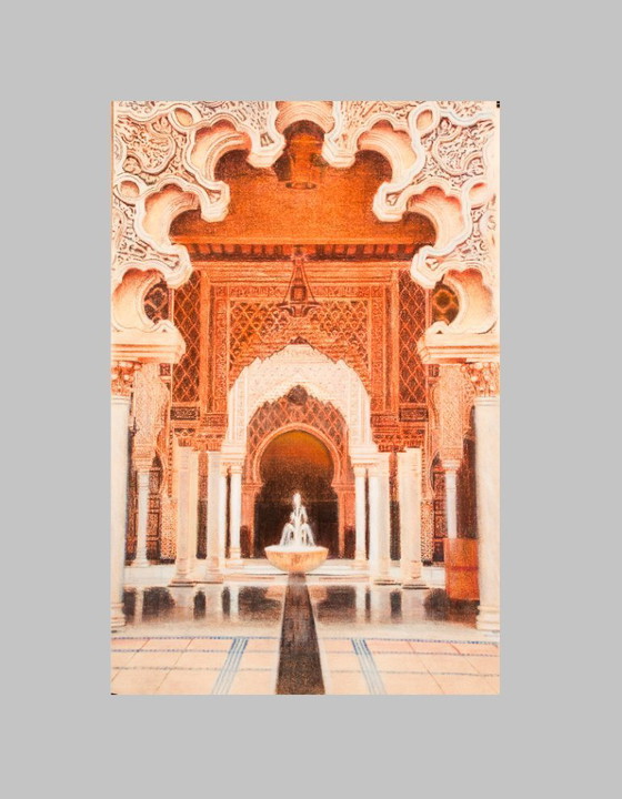 Image 1 of Drawing of a mosque in Malaysia. Mosque drawing. Mosque painting. Mozarabic art. Oriental architecture. Malaysian mosque.