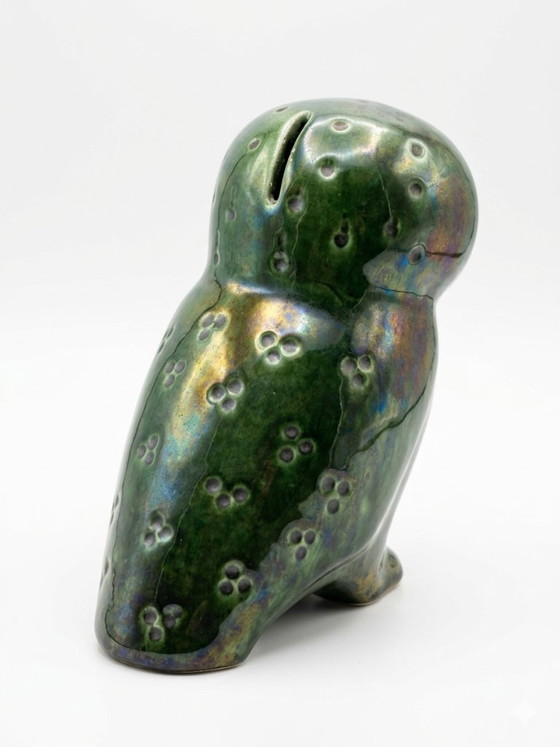 Image 1 of Grote vintage spaarpot met uil van Jema Holland, 20 cm, glanzend keramiek, jaren 70.