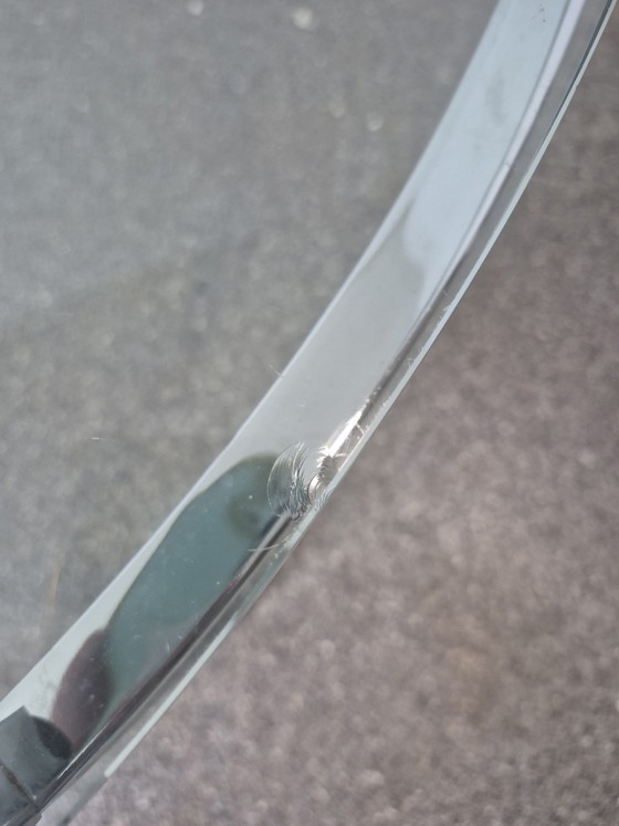 Vintage Design Coffee Table – Chrome & Glass – 1970s – Ø110 Cm (photo 7 of 7)