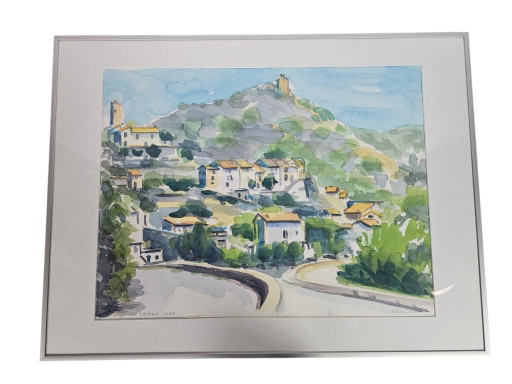Lidwien Kuster - 'Lastours' - Aquarelle - Vue de village français - Hollande - 2008
