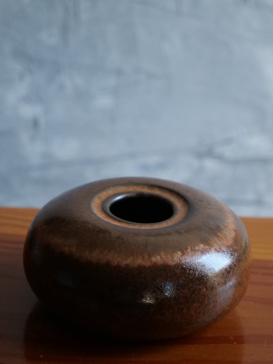 Image 1 of Brown vintage ceramic vase from Töpferhof Gramann Mid-Century