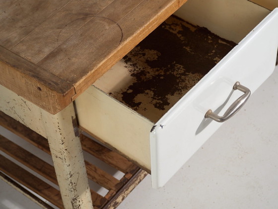 Table de Travail Industrielle – Europe Centrale (c.1950) – Bureaux, Iron, Industrieel (photo 26 of 40)