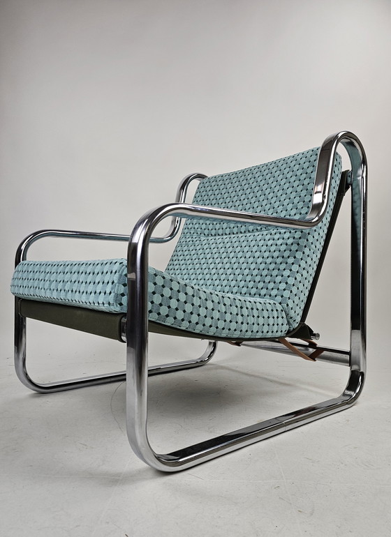 Image 1 of Set of 2 Italian chairs in chrome frame and completely reupholstered