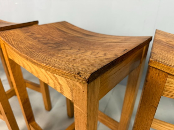 Image 1 of Set of 2 Japandi oak stools by Jonas Lindvall for David Design 1990s