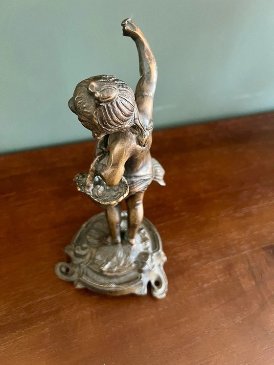 Image 1 of Rarität! Jugendstil Bronze von Farbel -die Cueilette (Laube)  1900-1920 signiert und Stempel der Gießerei