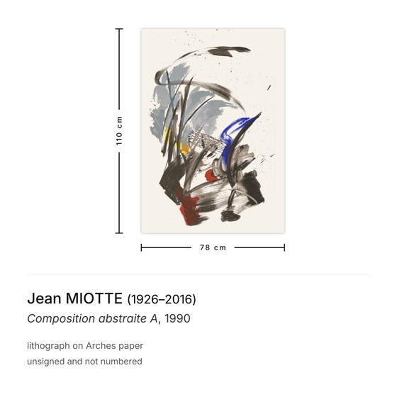 Image 1 of Jean MIOTTE Komposition abstraite Eine Lithographie 1990