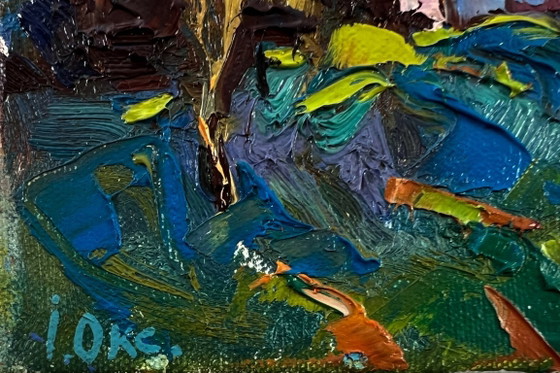 Original Oil Painting Summer Houses Landscape Day Outside The Village – Paintings & Drawings, Canvas (photo 6 of 8)