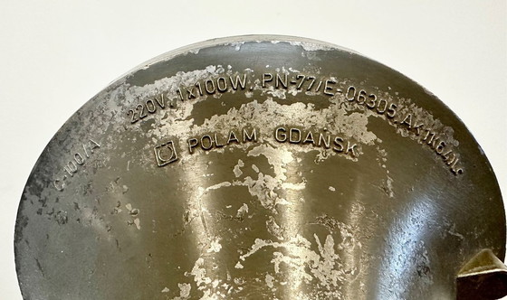 Image 1 of Grijze industriële bunkerkooilamp van Polam Gdansk, jaren 70