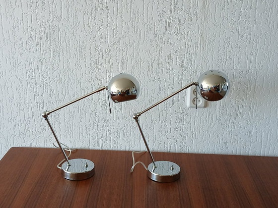 Image 1 of Eyeball Tafellampjes – Robert Sonneman Style - Vintage 