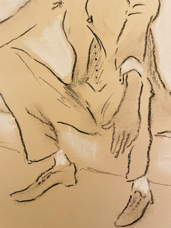 Image 1 of Signiertes Kohleporträt eines Mannes, „Nur für Herren“