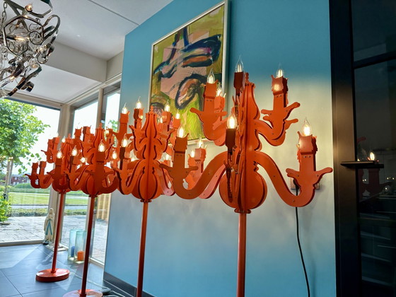 Lampadaires baroques vintage d'Amsterdam, 146 cm, lot de 4 – Brand van Egmond, polished steel, Glass (photo 3 of 15)