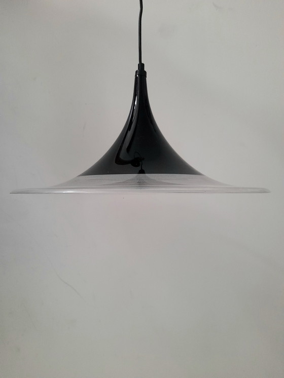 Image 1 of Grande suspension trompette Meblo Guzzini années 70