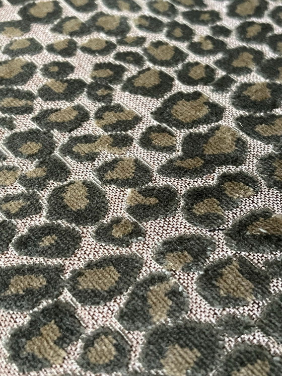 4 vintage chairs leopard print green newly upholstered, Dining chairs, Wood, Textile (photo 6 of 8)
