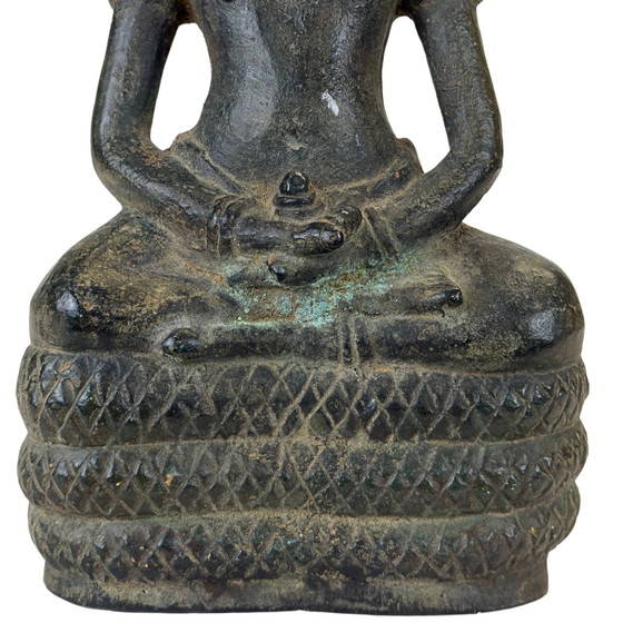 Khmer Naga Buddha Bronze Statue Mucalinda – Solid Bronze – 22 cm – 2.2 kg – Sculpture (photo 10 of 10)