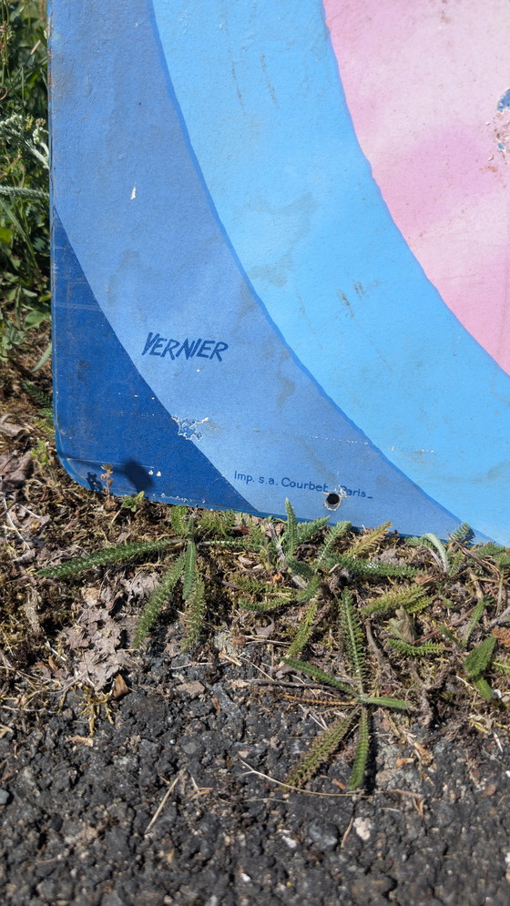 Image 1 of Ipac Vernier enamelled plate with "Supercarburant Antigivre" paper visual