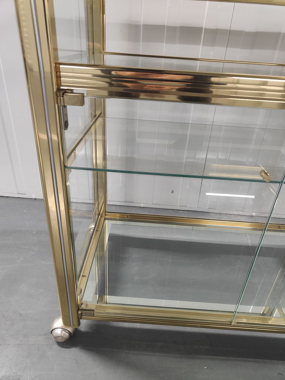 Image 1 of Table Chariot de Bar Français Or Chrome Paris par Pierre Vandel 1960s