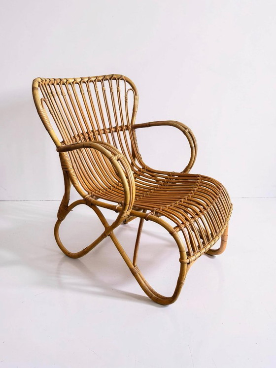 Image 1 of Fauteuil lounge en rotin de Dirk van Sliedregt pour Rohé, 1960