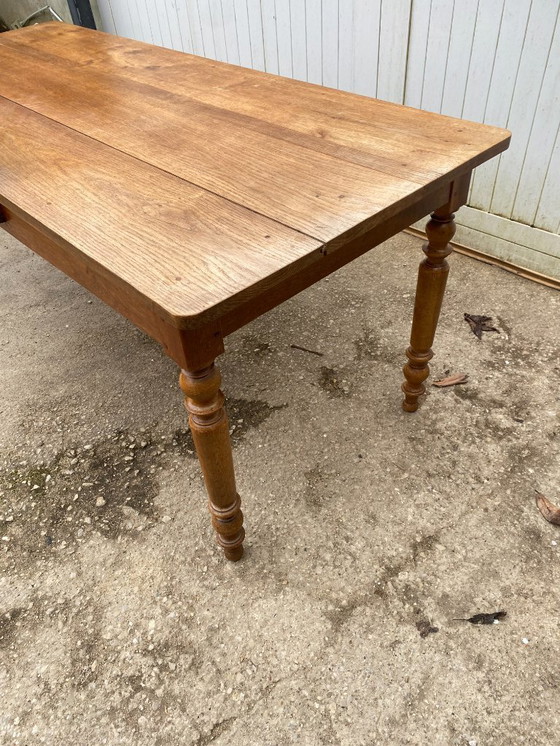 Image 1 of Sam solid oak farmhouse dining table with 1 drawer, circa 1950, 180x74cm