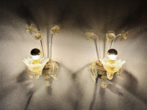 Coppia di applique vintage in vetro di Murano – Metallo (photo 4 of 12)