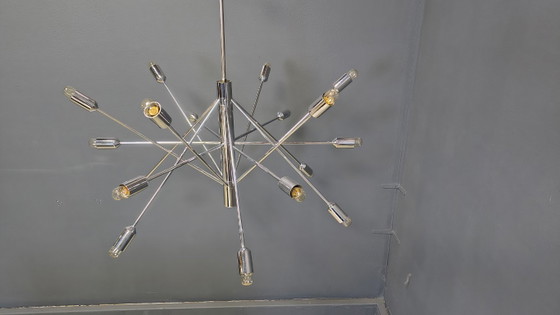 Image 1 of Vintage chrome sputnik style chandelier, 1970s