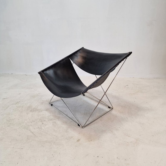 Image 1 of Vintage vlinder fauteuil F675 in metaal en leer door Pierre Paulin voor Artifort, Frankrijk 1963