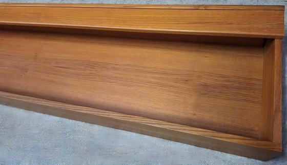 Image 1 of Danish Extra Long Floating Teak Sideboard / Wall Shelf with Lights, 1960s