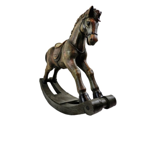 Image 1 of Stoer Houten Schommelpaard – Retro / Vintage Decoratie
