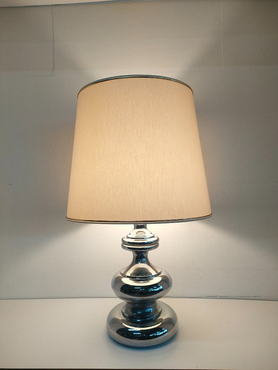 Image 1 of Vintage 1960s/70s metal chrome-plated design table lamp (with shade selection)