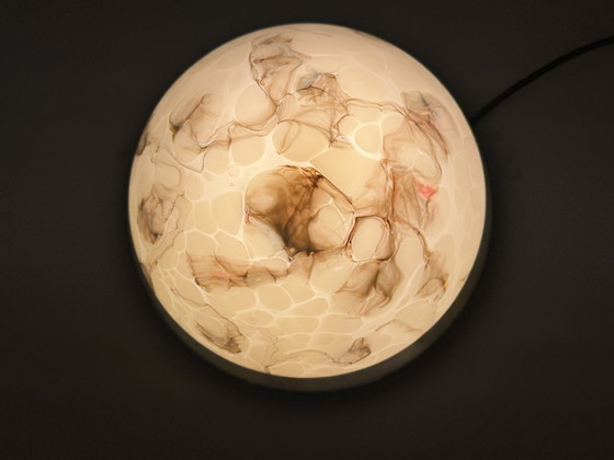Image 1 of Vintage gemarmerde plafondlamp - elegantie in glas en metaal