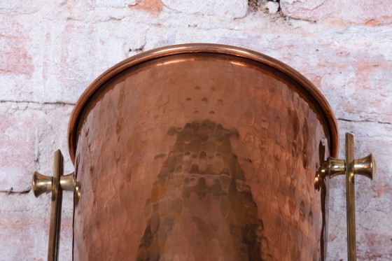 Original Art Deco Standing Champagne Cooler, Brass, Copper, France, 1920s, Table accessories, Metal, Brown (photo 2 of 11)