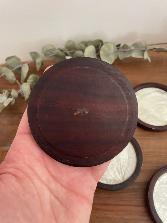 Vintage wooden and mother-of-pearl coasters – Table accessories (photo 3 of 4)