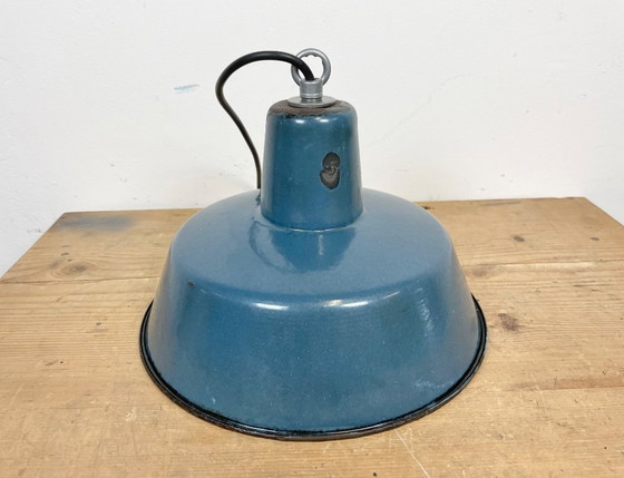 Image 1 of Industrial Blue Enamel Pendant Lamp, 1960s