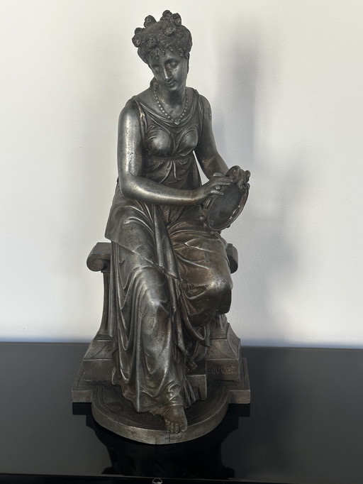 Sculpture by Eutrope Bouret (1833-1906) Seated woman H 31.5 cm