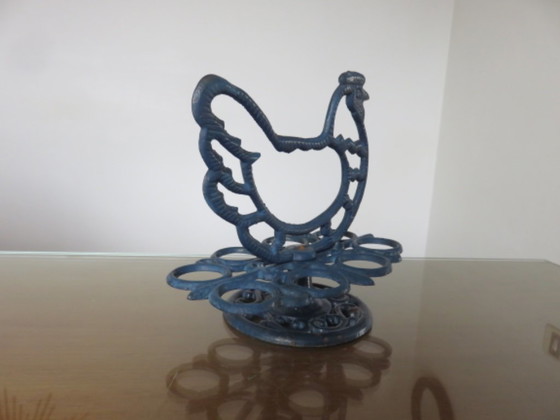 Huevera de hierro fundido esmaltado en azul, para 8 huevos, Francia, 1950 – Objetos decorativos, Cast Iron (photo 7 of 12)