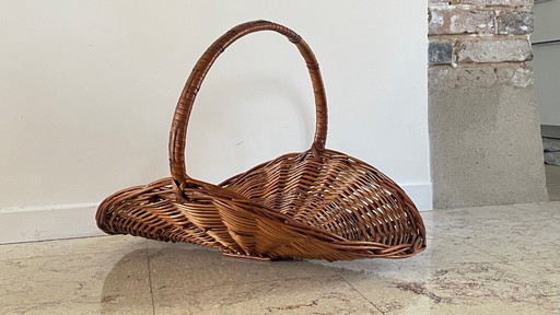 Vintage Rattan Log Basket