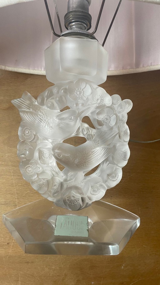 Lalique: Tischleuchte mit Vögeln, original 1930