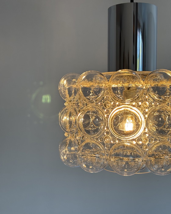 Image 1 of Années 1960, Helena Tynell pour Limburg, Lampe vintage du milieu du siècle, Verre à bulles, Suspension, Allemagne, Minimalisme, 