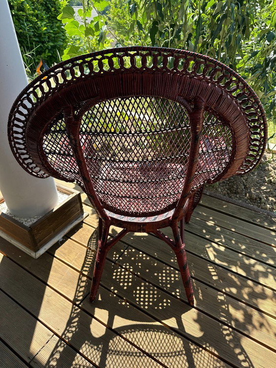 Image 1 of Vintage rotan pauwenstoel, jaren 70