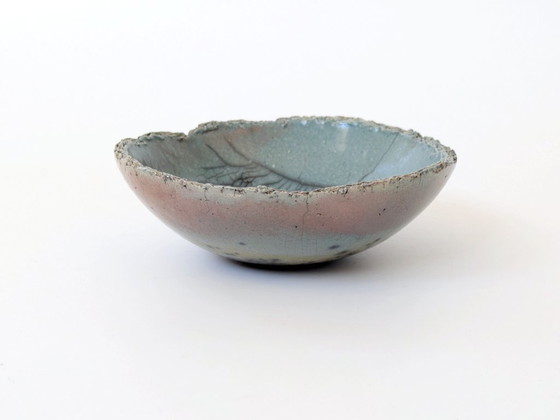 Image 1 of Ciotola in ceramica Raku vintage fatta a mano, firmata, artigianato giapponese, color arcobaleno