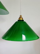 Ensemble de 2 suspensions vintage en verre vert avec nouveaux luminaires