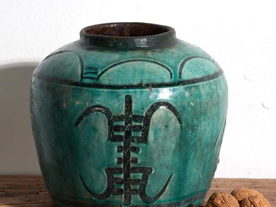 Chinesische antike smaragdgrüne Keramikvase (ca. 1820) #7 – Vasen (photo 2 of 9)