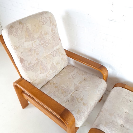 Image 1 of Vintage armchair with ottoman, Danish design, teak, 1970s