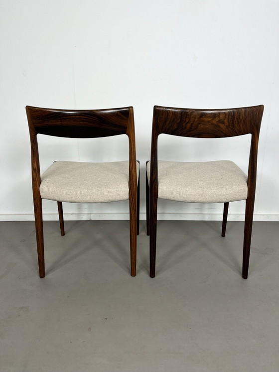 Set of 2 vintage Niels Moller 77 rosewood chairs, Niels Otto Møller, Dining chairs, Textile, Brown (photo 7 of 7)
