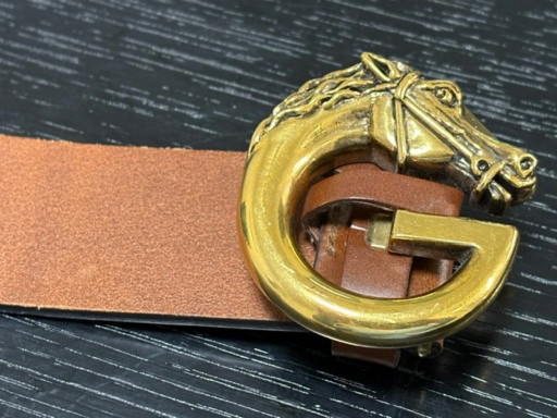Gucci Ledergürtel mit Pferdekopf-G-Schnalle
