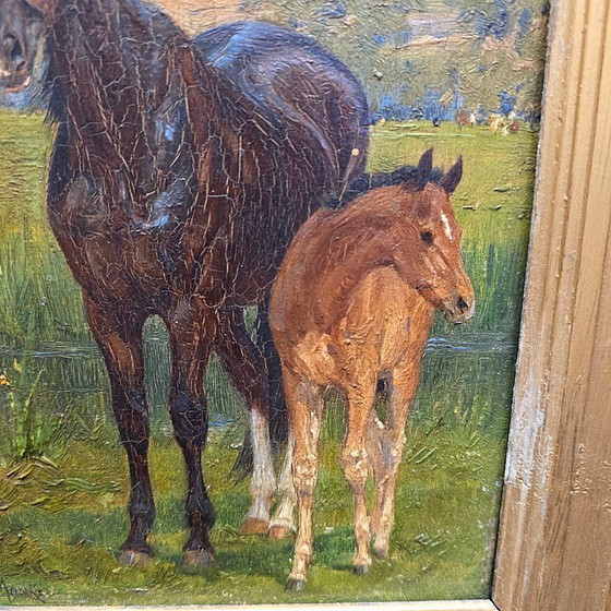 Image 1 of Jean van Marcke de Lummen painting mare with foal