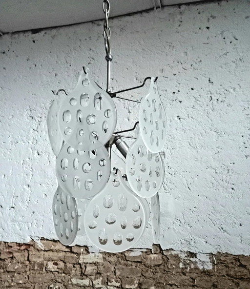 Lampadario Tre Luci Dischi in Vetro Vistosi