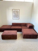 Divano modulare COR Trio in velluto color terracotta anni '70