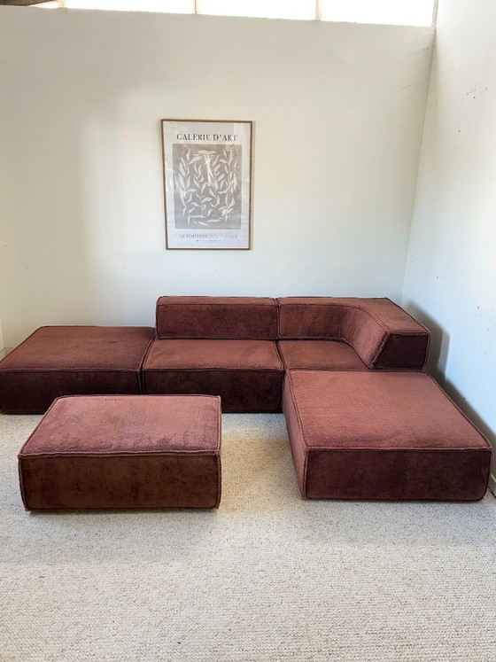 Image 1 of COR Trio modulaire bank in terracotta fluweel uit de jaren 70