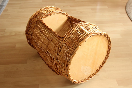 Image 1 of Flaschenkorb Hoch Geflochten - Handarbeit - Weide/Holz